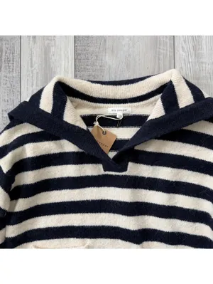 Blu Pepper Preppy Nautical Old Money Sailor Knit Stripe Fisherman Sweater medium thumbnail 4