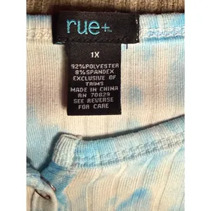 Rue21 Tie Dye Bodysuit 1X Plus Size NWOT Light Blue Y2K Style Retro Rave Boho thumbnail 4