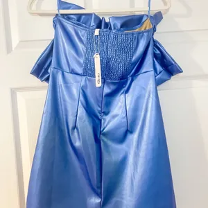 Glam Metallic Blue Ruffle Top Dress thumbnail 5
