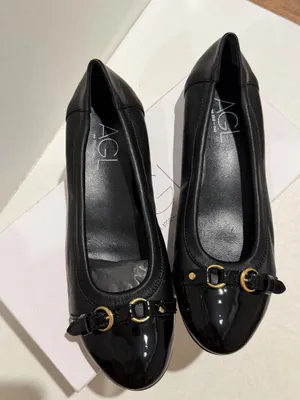 Agl Black Leather Ballet Flats with Gold Buckle Detail thumbnail 5