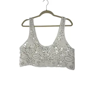 SNDYS Revolve Crochet Lace Crop Top XL White Boho Festival Cottage thumbnail 3
