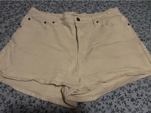 Abercrombie & Fitch Cream Denim Mom Shorts Curve Love Denim thumbnail 1