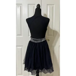 Blondie Nites black short Illusion Yoke Pearl Embellished Back Swing‎ dress- 11 thumbnail 5
