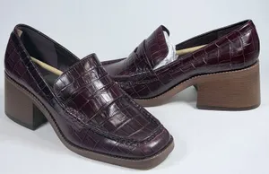 Dolce Vita Size-8.5 Loafers Talie Cabernet Leather Block‎ Heel Penny Burgundy thumbnail 1