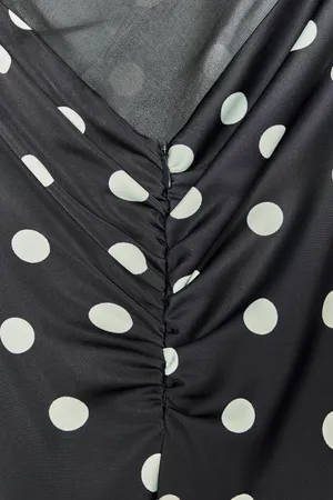 Zara Black Polka Dot Halter Satin Scarf Maxi Dress thumbnail 5
