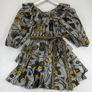 Ulla Johnson Floral Zigzag Cotton Ruffle Mini Dress Spring Summer 2022 Size 4‎ thumbnail 1