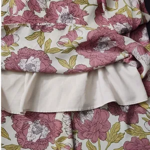 Leith Floral Midi Dress Women's Pink Ivory High Low Flutter Sleeve,‎ Medium thumbnail 4