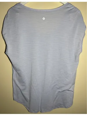 Lululemon Cool Breeze Sweat Times Short Sleeve V-Neck Tee, Light Blue PTP 21” thumbnail 2