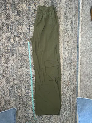 Love Tree Women's Olive Green Cargo Pants Size M Elastic Waist Drawstring thumbnail 3