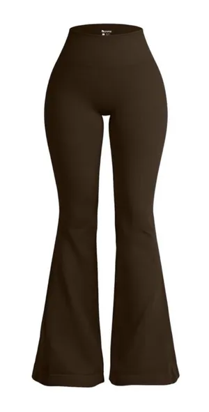 High Waisted Dark Brown Flare Yoga Leggings thumbnail 1