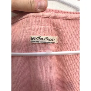 Free People We The Free Thermal Top XL Pink Oversized Boho Waffle Knit Tunic thumbnail 3