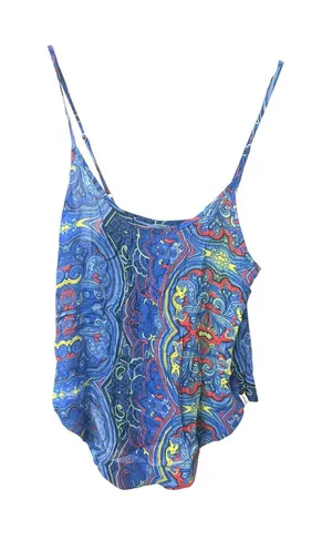 NWT One Teaspoon Sz Small Blue Boho Paisley Print Sleeveless Scoop Neck Cami Top thumbnail 1