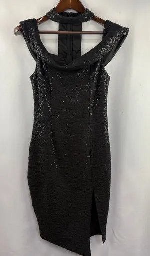 Women’s Luxxel Medium Black Sequin Off the Shoulder Evening Dress thumbnail 1