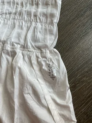 Free People White The Way Home Elastic-Ruffled Waist Athletic Shorts Large thumbnail 3