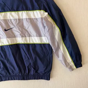 Nike Vintage 90s Colorblock Full Zip Windbreaker Jacket Women Medium Navy Blue thumbnail 10