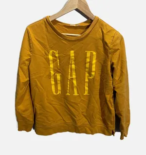 Gap Sweatshirt Womens Medium Yellow Logo Pullover Fleece Crew Neck Casual Sporty thumbnail 1