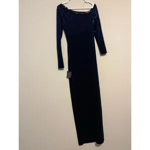 Lulu’s Notorious Icon Navy Blue Velvet Asymmetrical Maxi Dress Size M NWT! thumbnail 9
