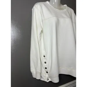 Abercrombie & Fitch Sweatshirt Womens Medium White Soft A&F Fleece Side Snap thumbnail 3
