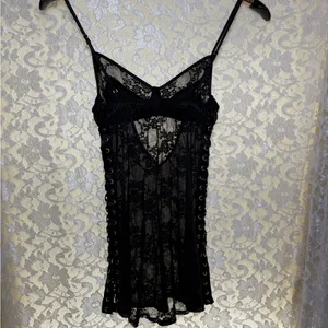 Victoria's Secret Black Lace Chemise with Eyelet Detail lace satin XS thumbnail 6