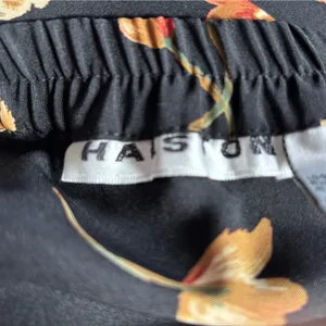 Vintage‎ 90s Halston Black Red Dark Floral Maxi Skirt Side Button Size 12 Fall thumbnail 8