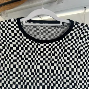Vintage mod Liz Claiborne Black & White Checkerboard Knit Top Size Small thumbnail 4