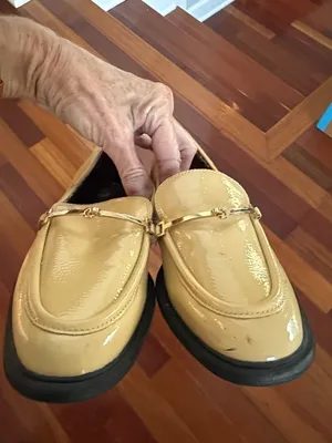 Franco Sarto Eda Patent Loafers Gold Horsebit Beige Yellow Classic Preppy Size 5 thumbnail 8