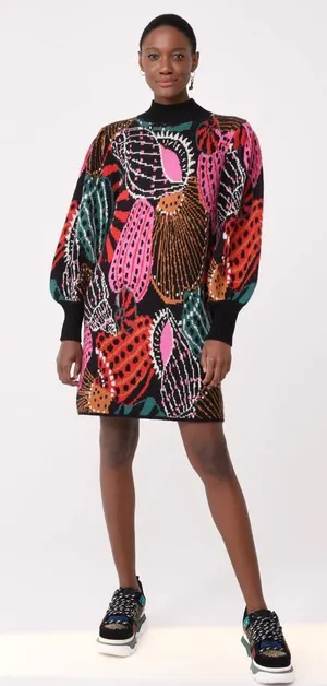 {L} Farm Rio Shell Jewel Tone Sweater Dress thumbnail 1
