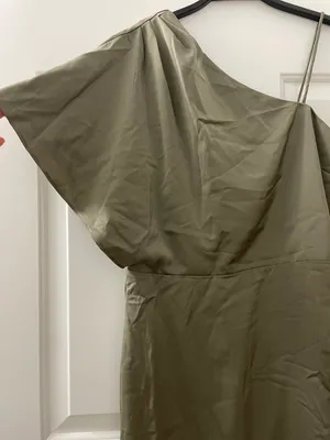 The Clothing Exchange Company | NWOT | One Shoulder Asymmetrical Dress | M | Olive | CD01234 thumbnail 4