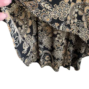 Cato Women Tunic Top 14/16 Tan Black Floral Dramatic Hem Boho Artsy‎ Whimsygoth thumbnail 5
