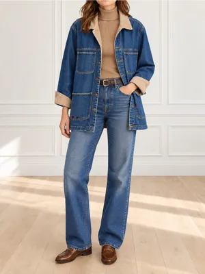 Vintage Bill Blass Jeans Denim Chore Jacket XL Corduroy Collar Barn Workwear thumbnail 4