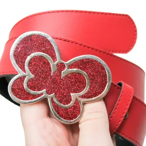 Vintage 90s Red Belt with Sparkly Butterfly Buckle thumbnail 1