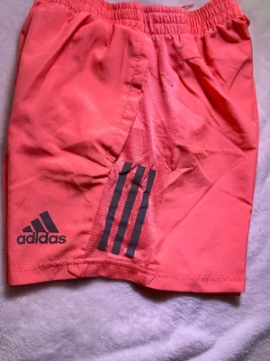 adidas Coral Pink Athletic Shorts with Dark Stripe Accents thumbnail 2