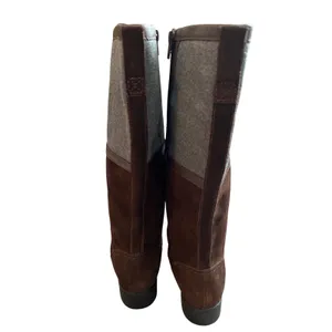 Clarks Merrian Anya Brown Suede Grey Wool Tall Lace Up Zip Boots Womens 7 M thumbnail 4
