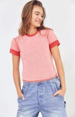 Urban Outfitters Red shirt sleeve top never worn thumbnail 1