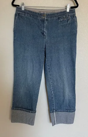 J.Jill Vintage Genuine Fit Capri Cropped Denim Jean Blue 100% Cotton 6 Cuffed thumbnail 1