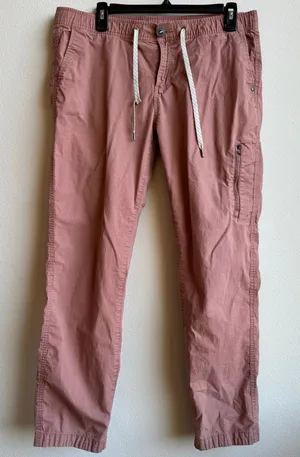 Vuori Ripstop Jogger Pants Womens Large Terracotta Pink Zip Pocket Drawstring thumbnail 1