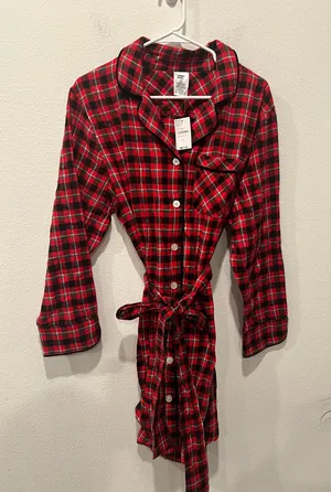 Red and Black Flannel Nightgown by Lands End thumbnail 1