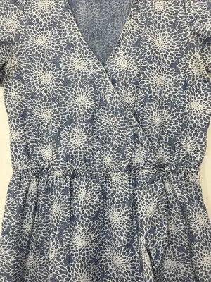 J. Crew Light Blue Denim Floral Printed Faux Wrap Mini Dress - Size Small thumbnail 5