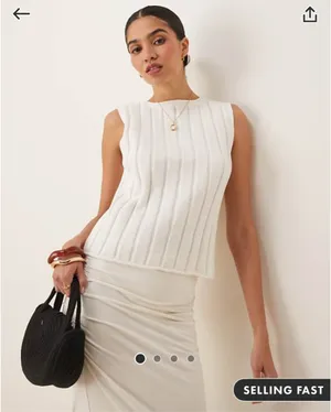 ASOS White Sleeveless Knit Top thumbnail 1