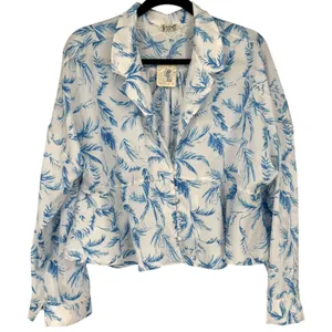 NWT Free People Beauty Sleep Pajama Top Satin Floral Print Button Up‎ Size XL thumbnail 4