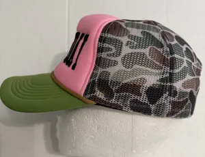 Flying S Co Pink and Green Trucker Hat with Embroidered Gameday Logo thumbnail 5