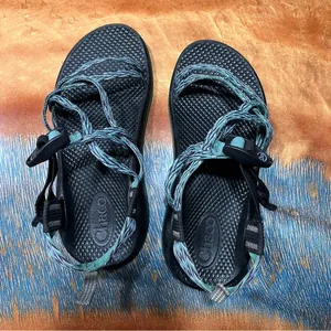 Chacos ZX2 Water River Sandals Black Green Print Size 4 youth thumbnail 2