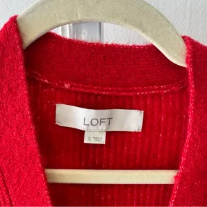 NWOT LOFT Rhinestone Buttons Relaxed‎ Fit Knit Cardigan Sweater Red Small thumbnail 9