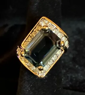 14K Gold Plated Blue Stone Cocktail Ring size 5 thumbnail 1