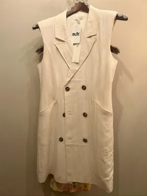 Z Supply Sleeveless Double-Breasted Cream Mini Dress thumbnail 4