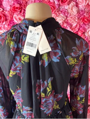 Bold Cinq à Sept Black Multi Floral Dress Size 4 thumbnail 2