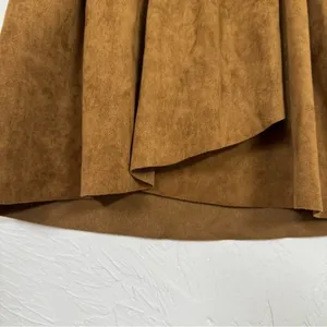 Aritzia Wilfred Free Brown Wrap Mini Skirt Womens XS Faux Suede Date Night thumbnail 3