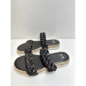 Marc Fisher Sandals Womens Size 5 Black Leather Jaimee Espadrille‎ Slide Shoes thumbnail 2