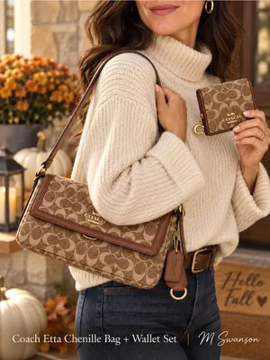NEW Coach Etta Chenille Shoulder Crossbody Bag + Wallet Set CCV65 CCQ32 thumbnail 9