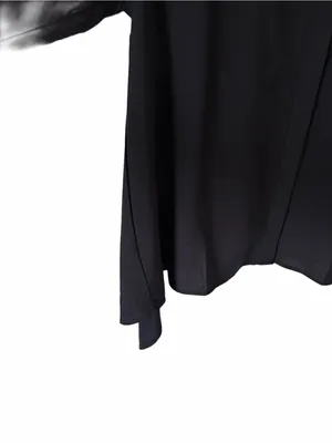 Tuckernuck Trapeze A-Line Black Crepe along Sleeve Button Down Blouse Top medium thumbnail 3